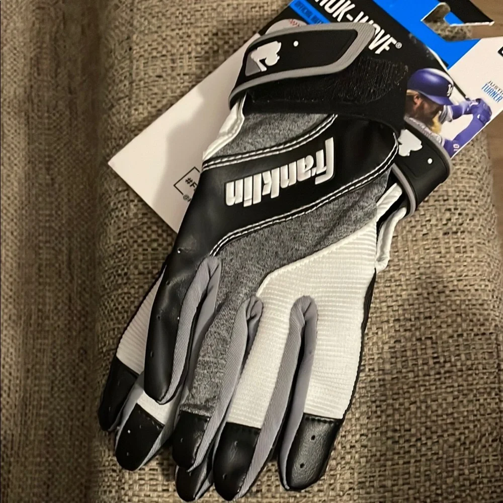 Franklin Youth Batting Gloves - Black and Gray